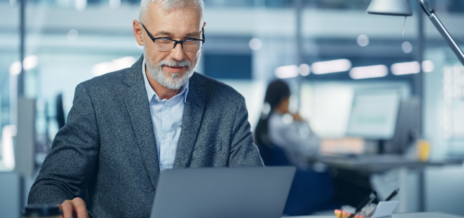 IT professional works on his computer