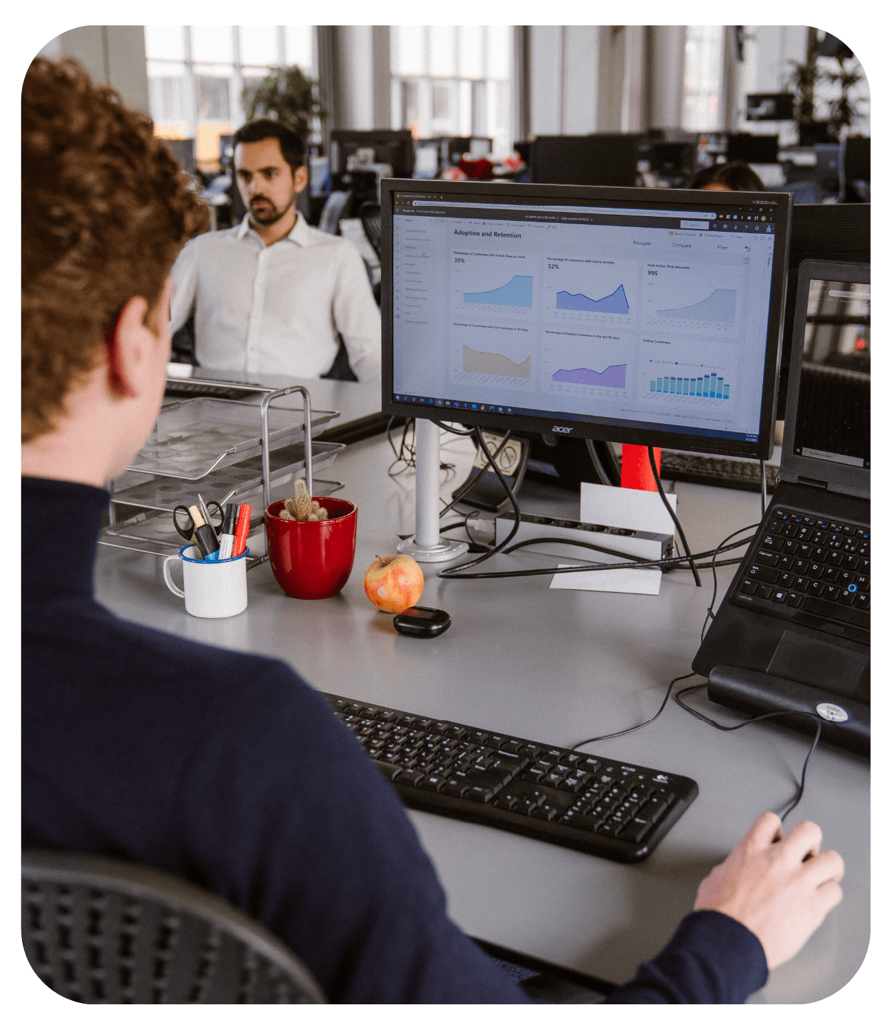 sana onboarding service advanced analytics shown on computer monitor